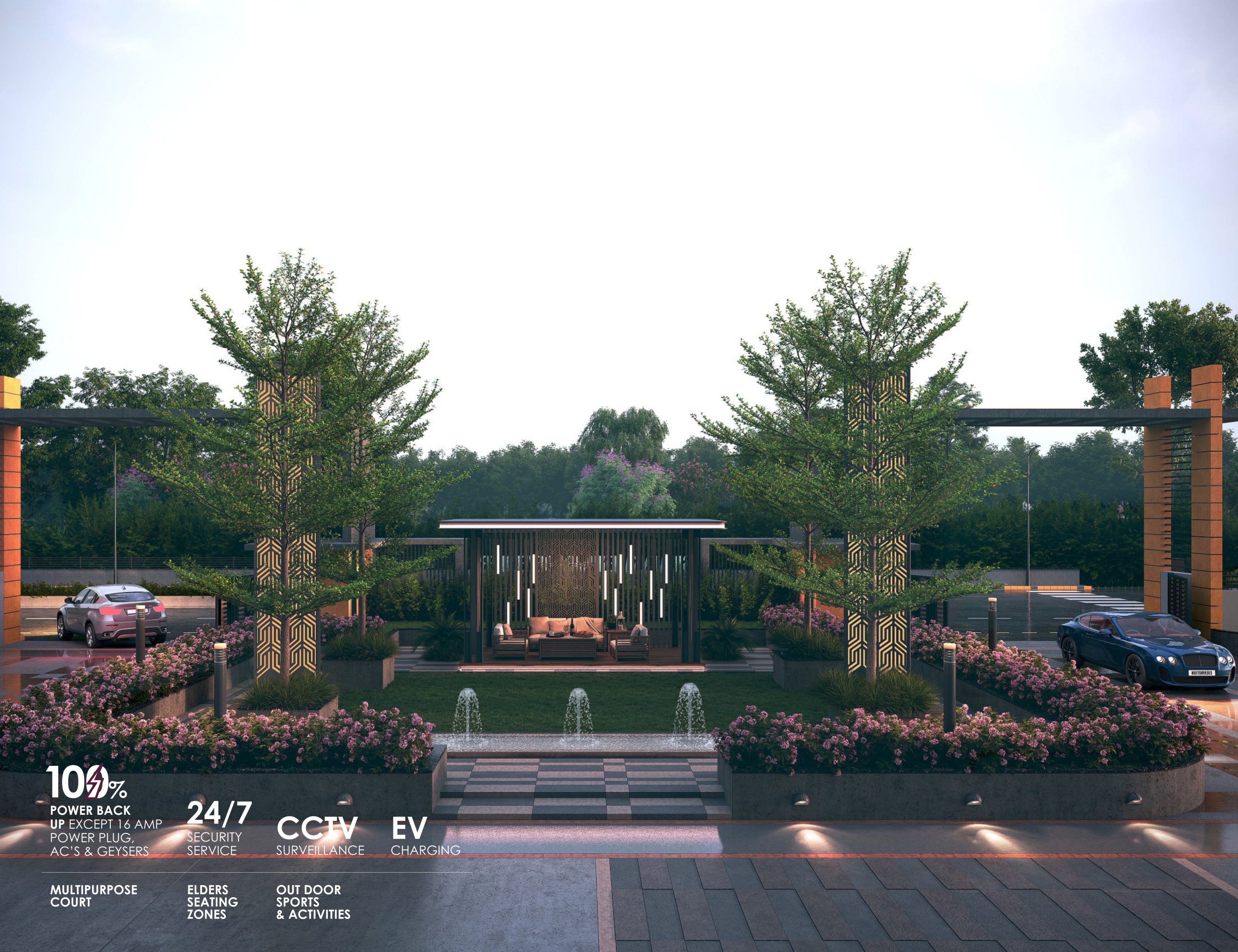 Grand Arrival Plaza, Water Fountains & Elders Gazebo